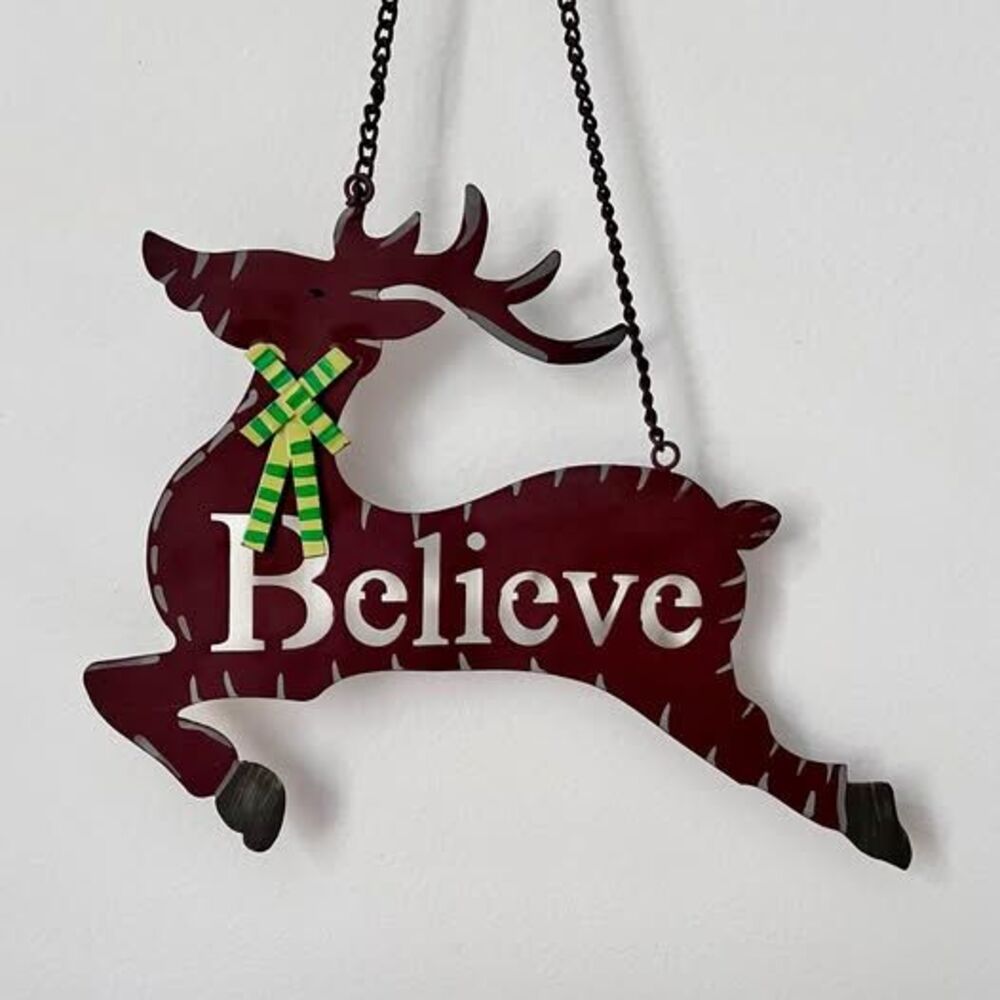Metal Reindeer Ornamental Hanging Decor for Wreath Wall Tree Etc